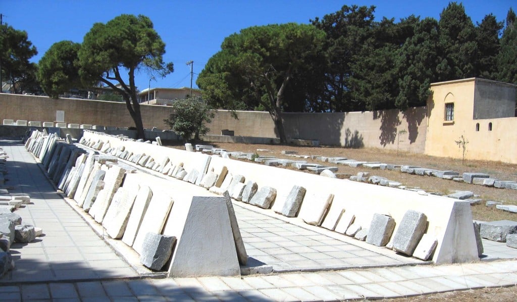 2 rows of ancient burial stones